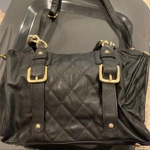 Black Handbag with Gold Accents
